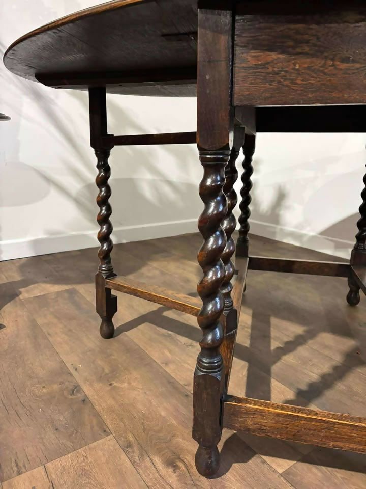 Oak Gateleg Dining Table On Barley Twist Supports