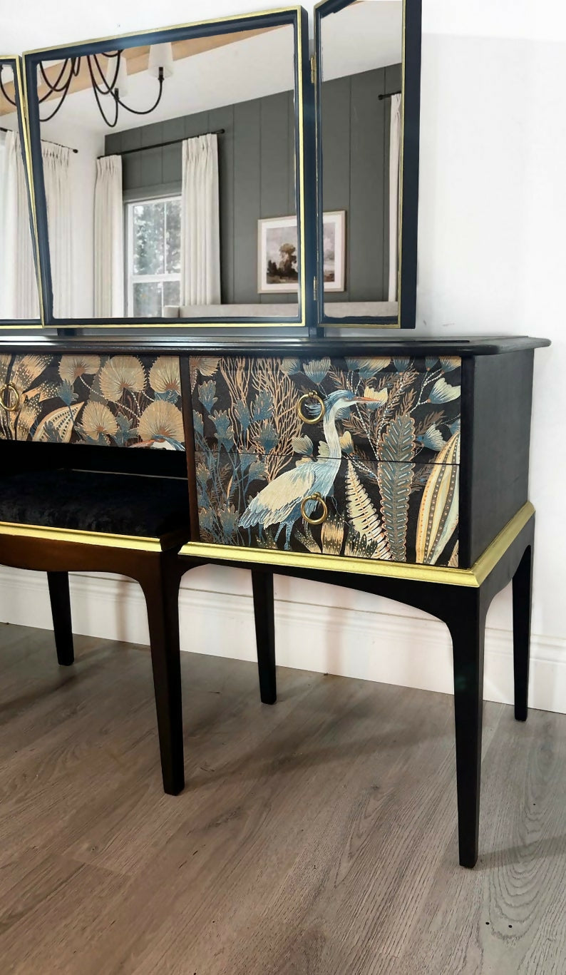 Black and gold luxurious Stag Dressing Table