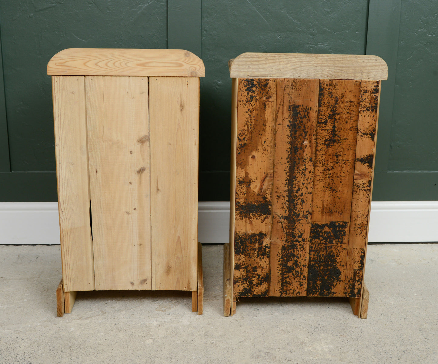 Pair Vintage Pine Bedside Cupboards Tables - Pot Cupboards - SKU 206 207