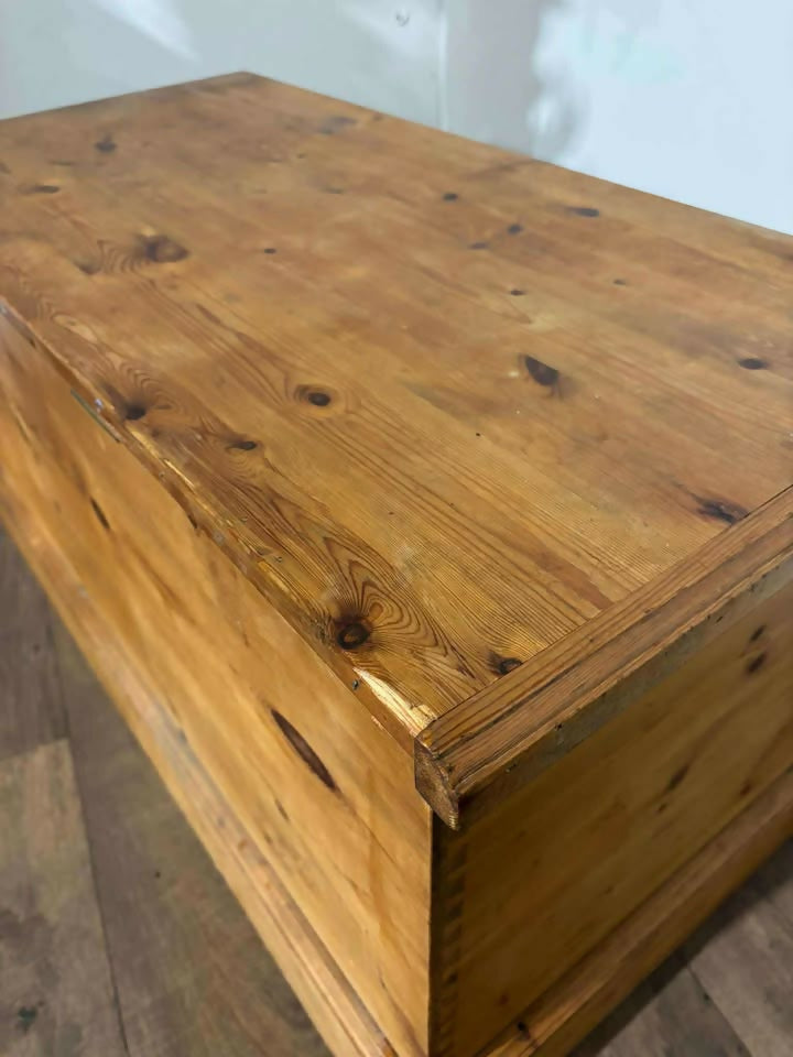 Rustic Stripped Pine Blanket Box