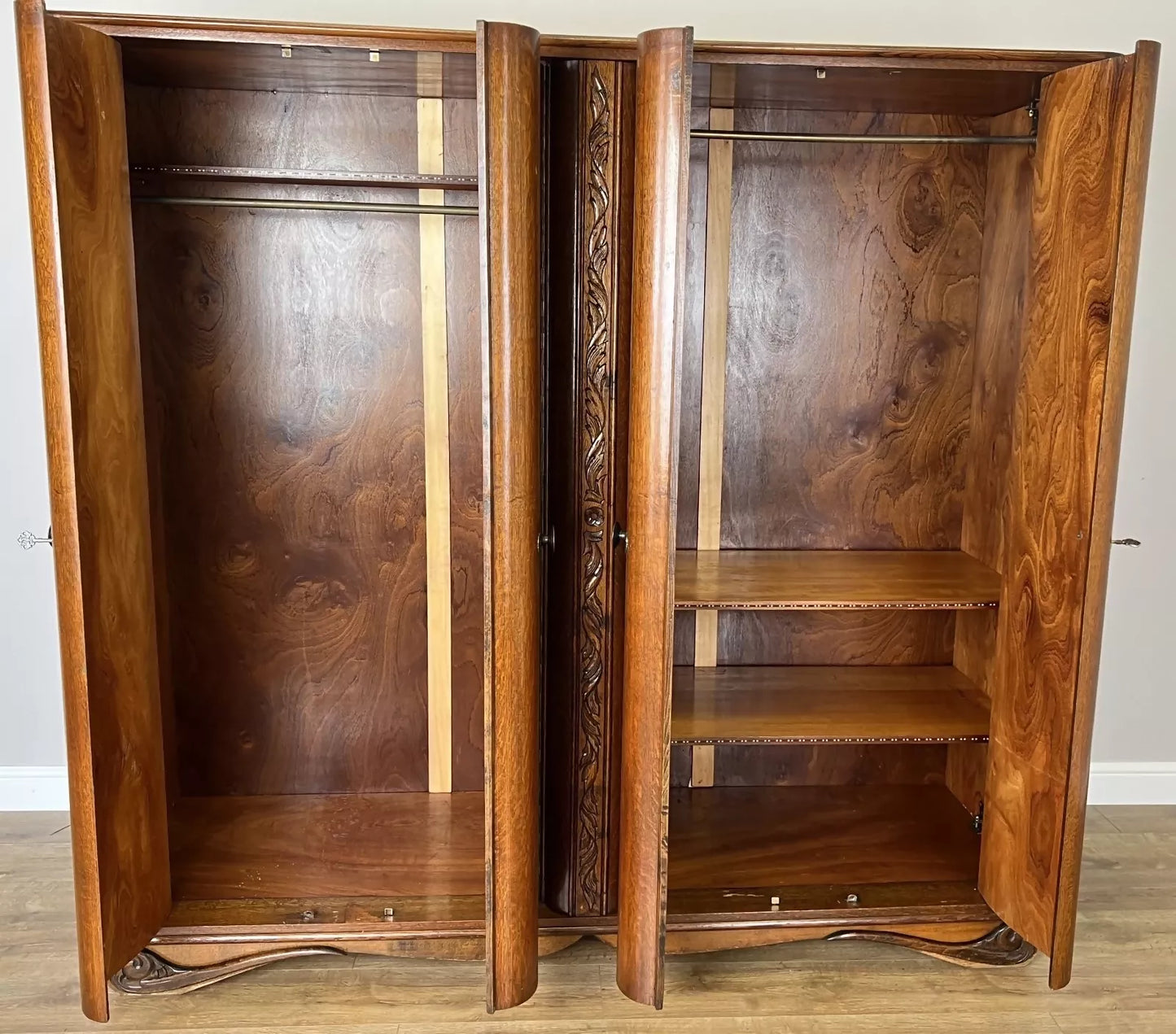 Wardrobe Vintage French Style Four Door Carved Armoire Cabinet LOT 6146