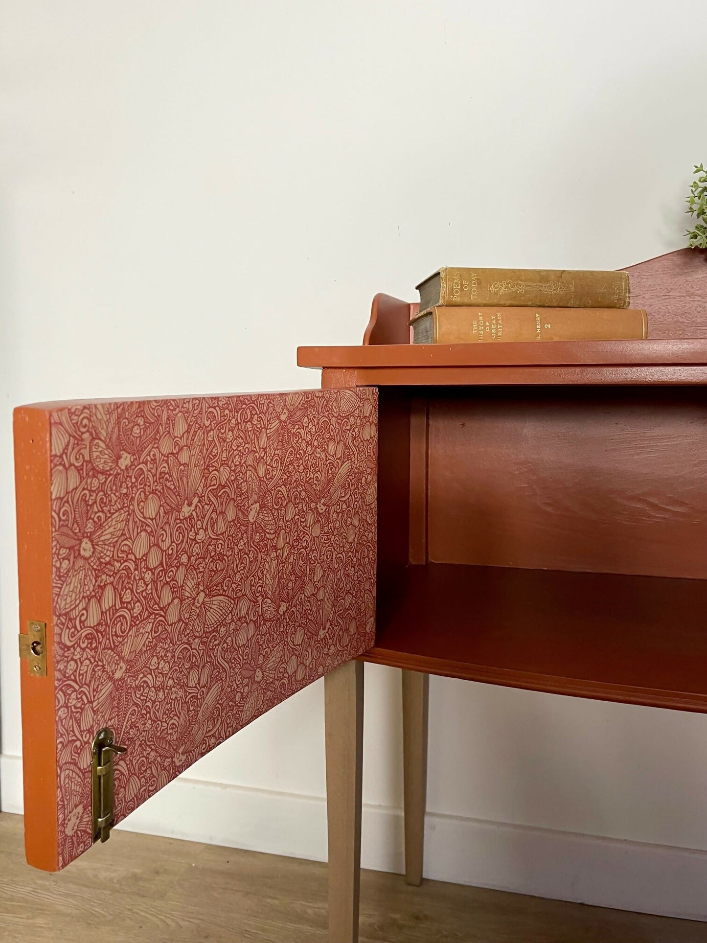 Unique vintage cabinet painted terracotta