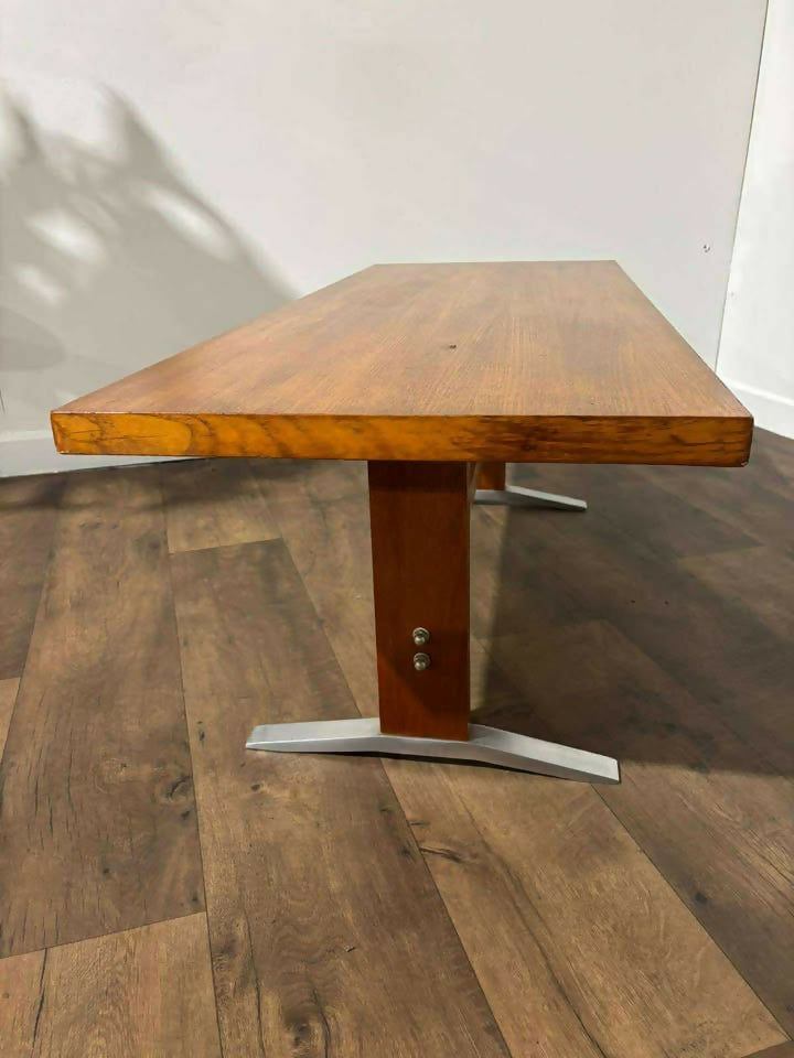 Mid Century Teak Coffee Table with Chrome Effect Legs