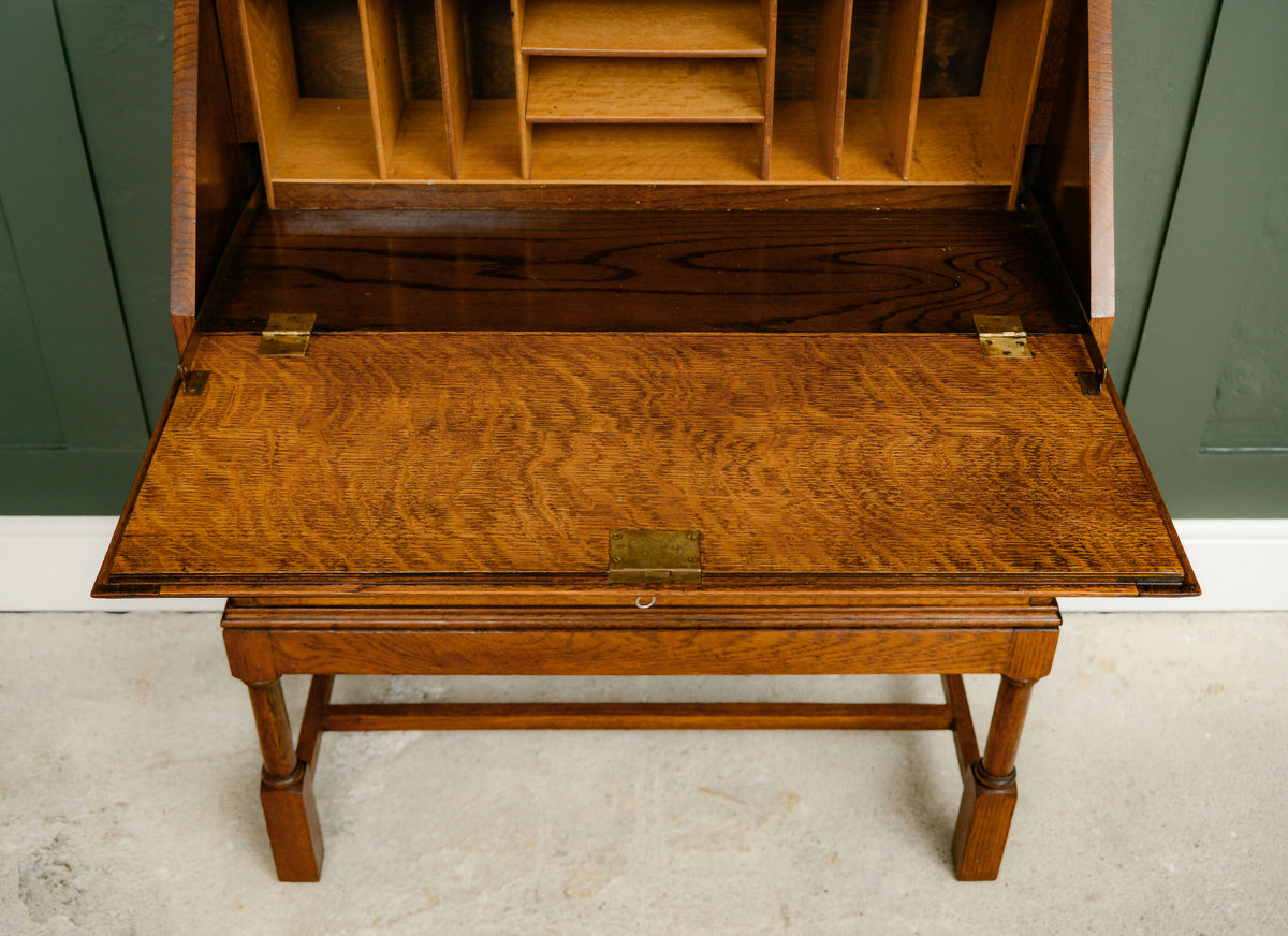 Vintage Oak Bureau Writing Desk - 1930s - 1940s