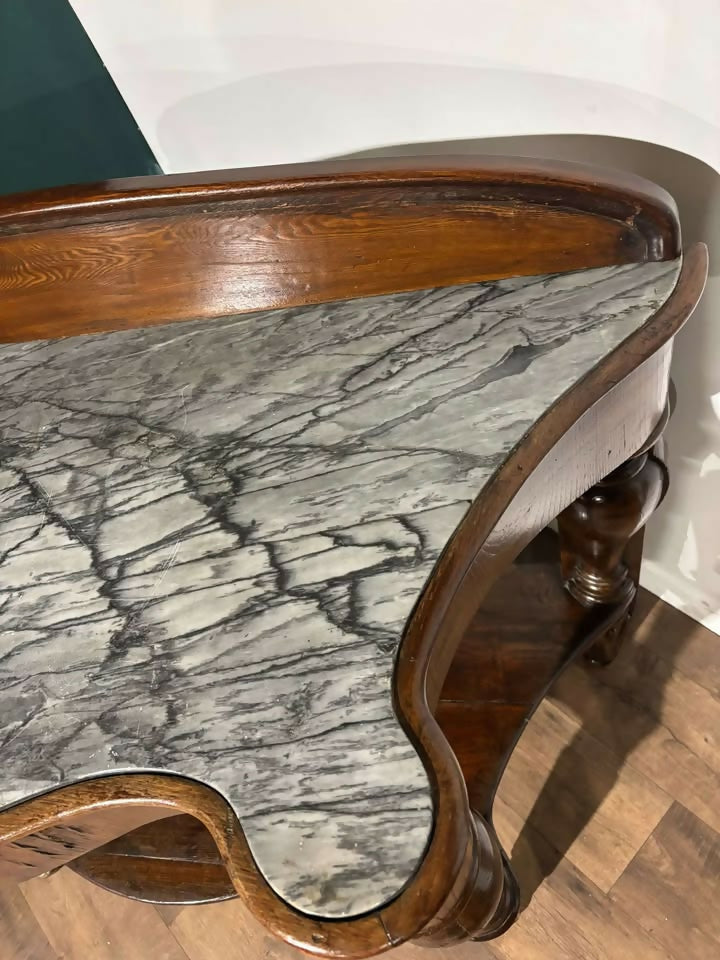 Victorian Mahogany Serpentine Front Console Table With Marble Topnb
