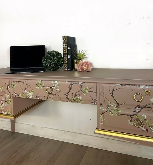 Pink and Gold Stag Desk/Dressing Table