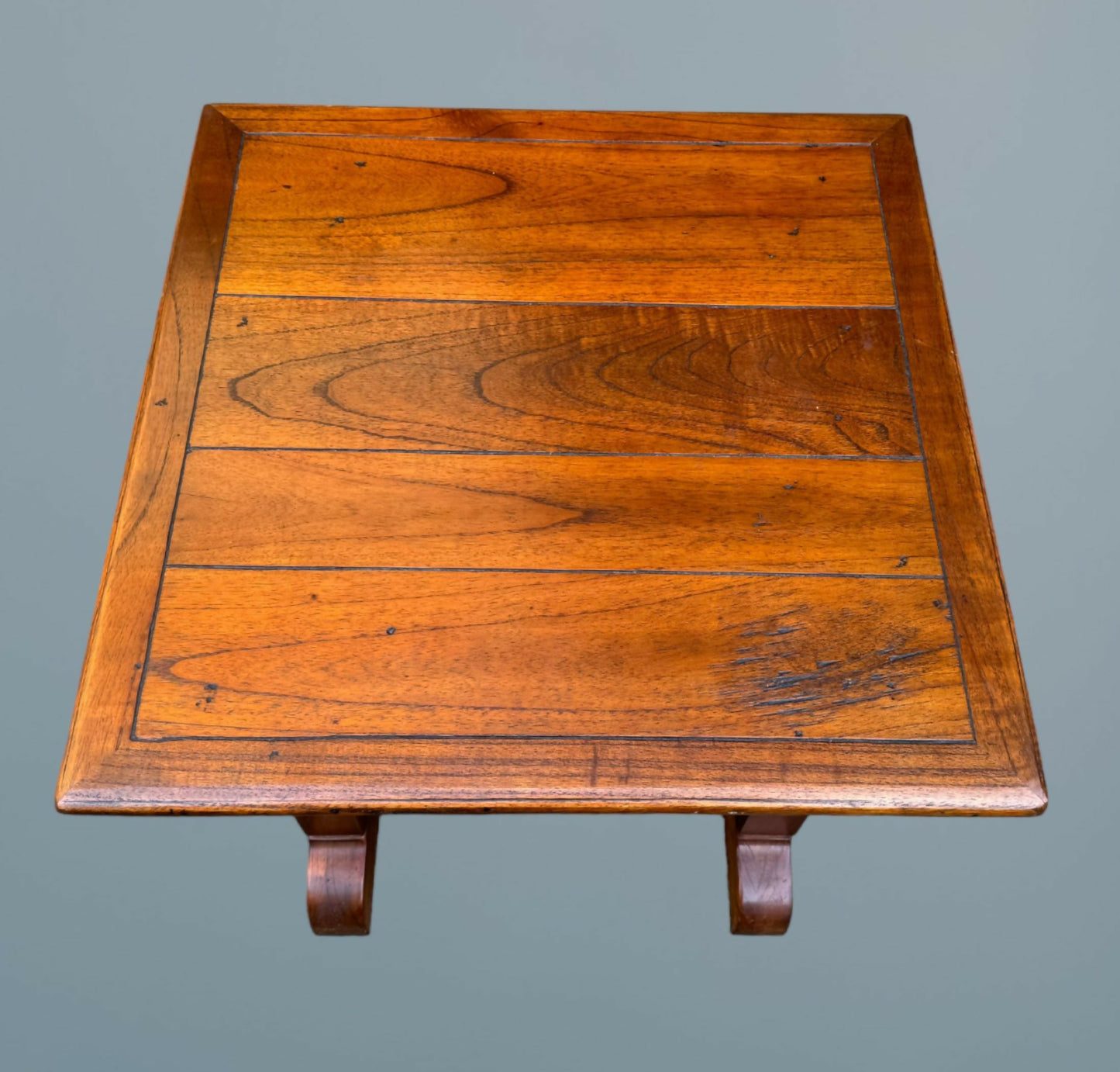 Hardwood and Wrought Iron Coffee Table
