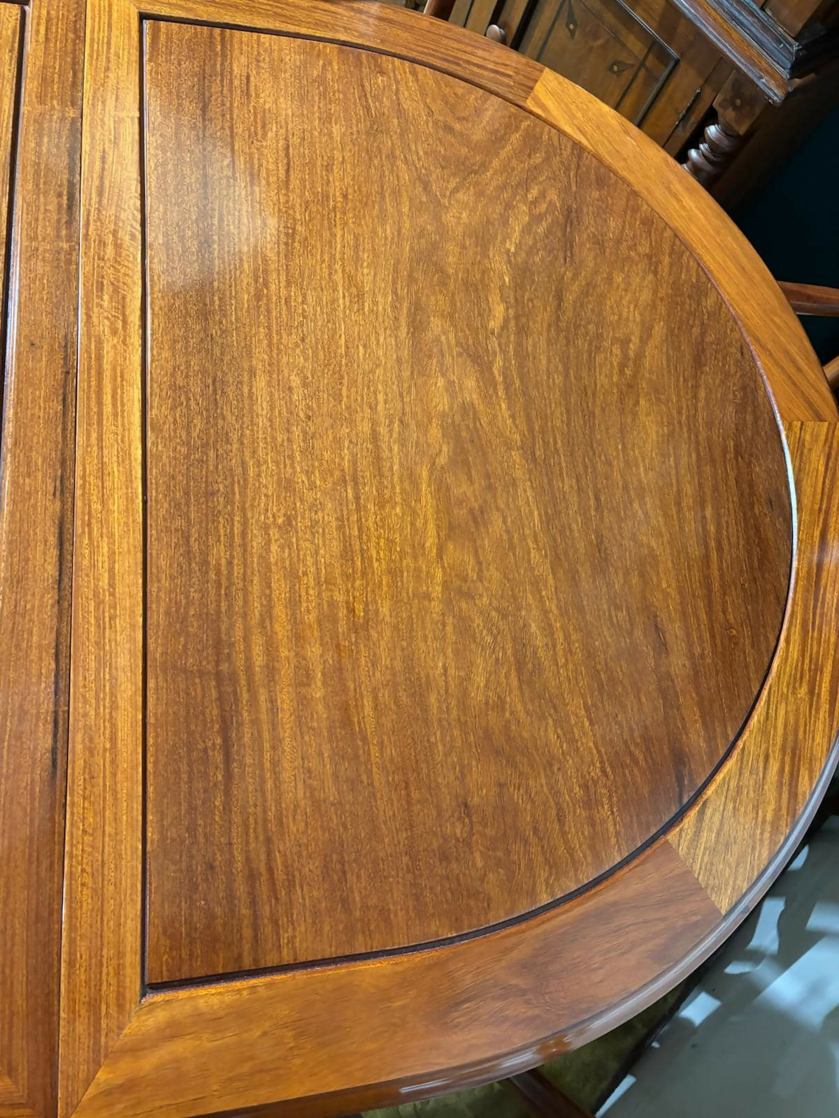 Vintage oriental style Chinese rosewood extending dining room table 6