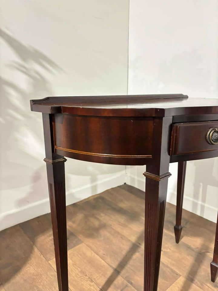 Reproduction Serpentine Front Two-Drawer Demi-Lune Side Table