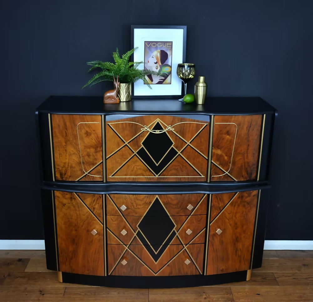 "The Washington", Art Deco Drinks Sideboard, BeautilityDrinks Cabinet, Cocktail