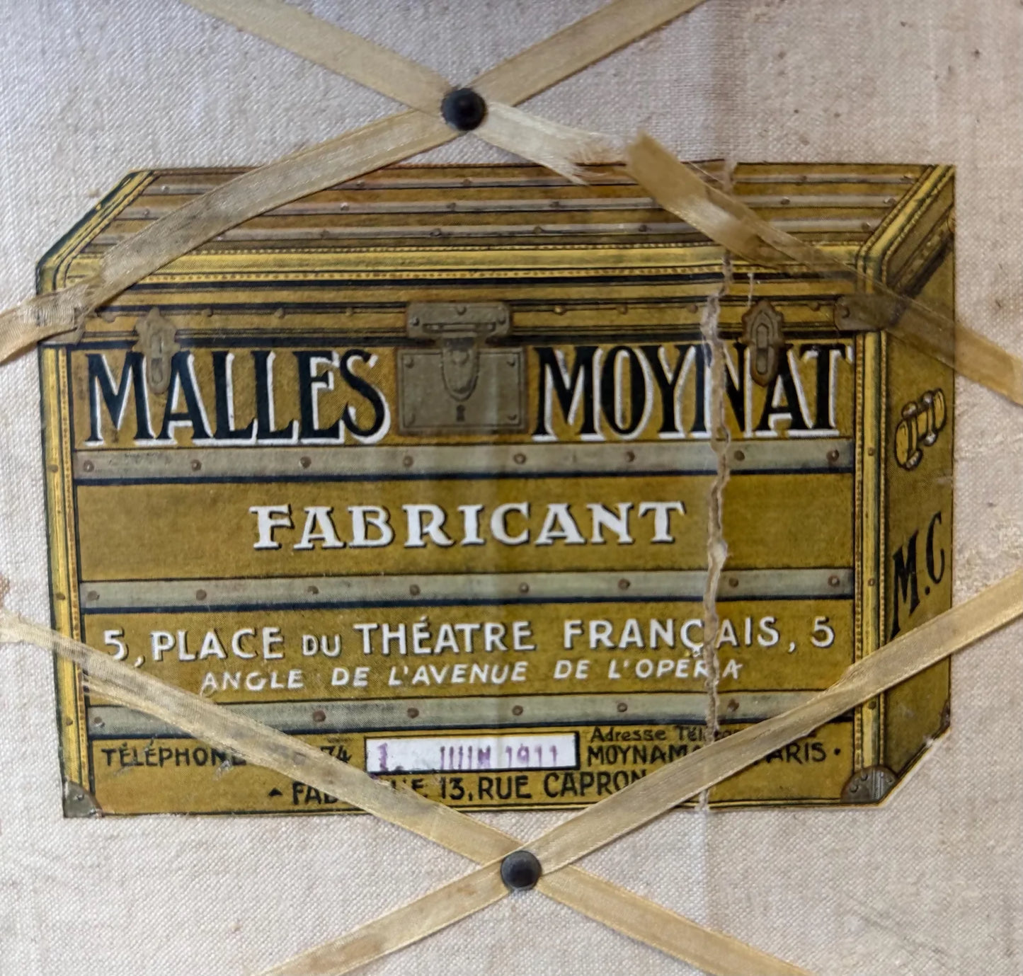 Moynat antique leather travel trunk