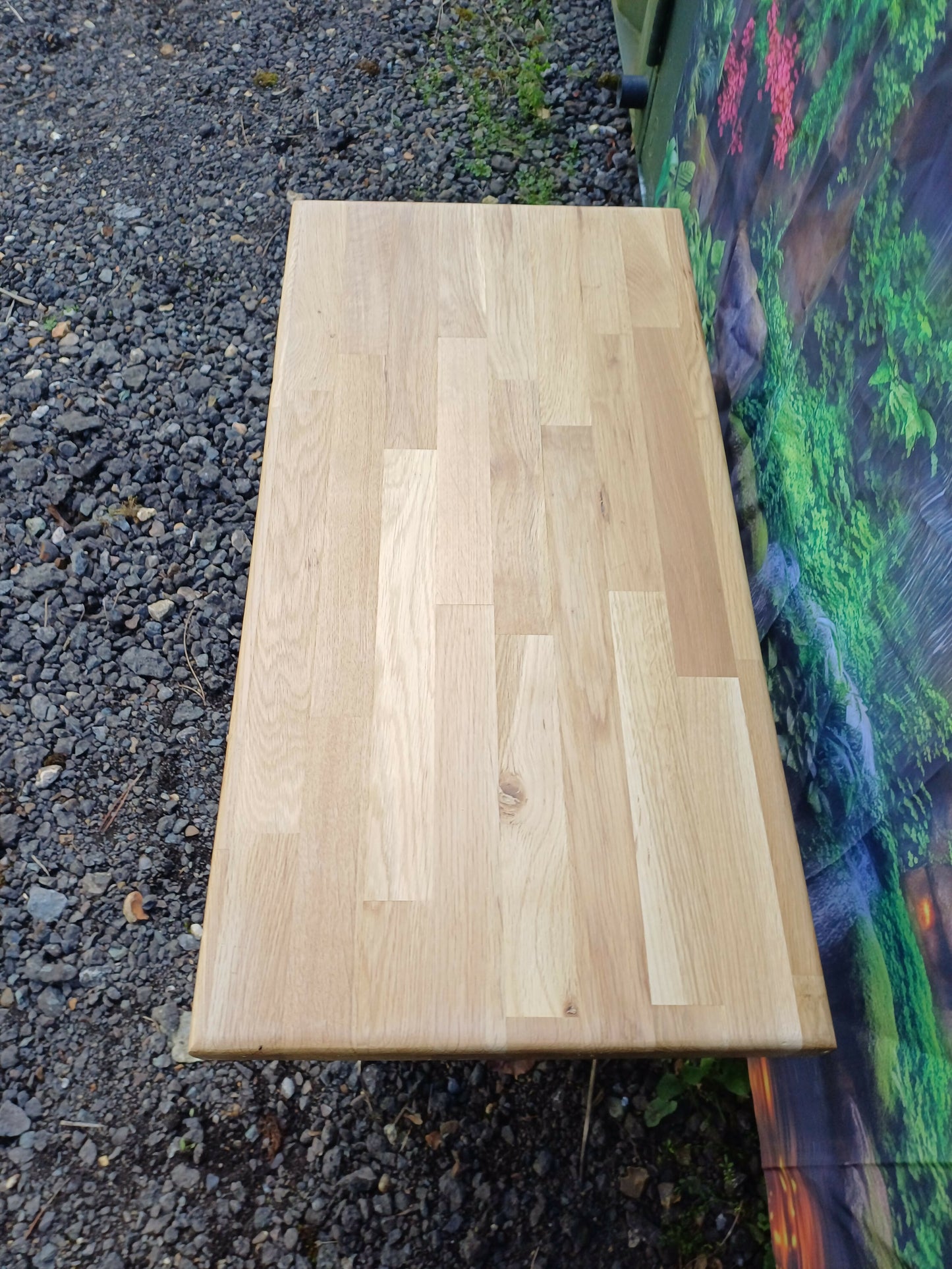 wooden table with metal legs