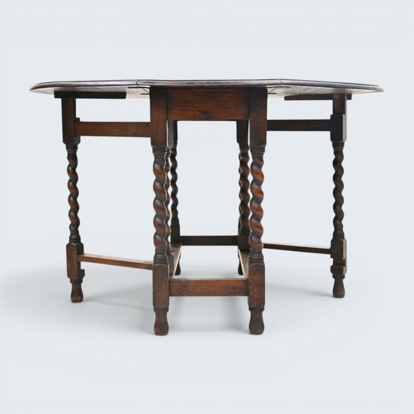 Vintage Oak Drop Leaf Dining Table Barley Twist Gate Leg Vintage FREE Delivery