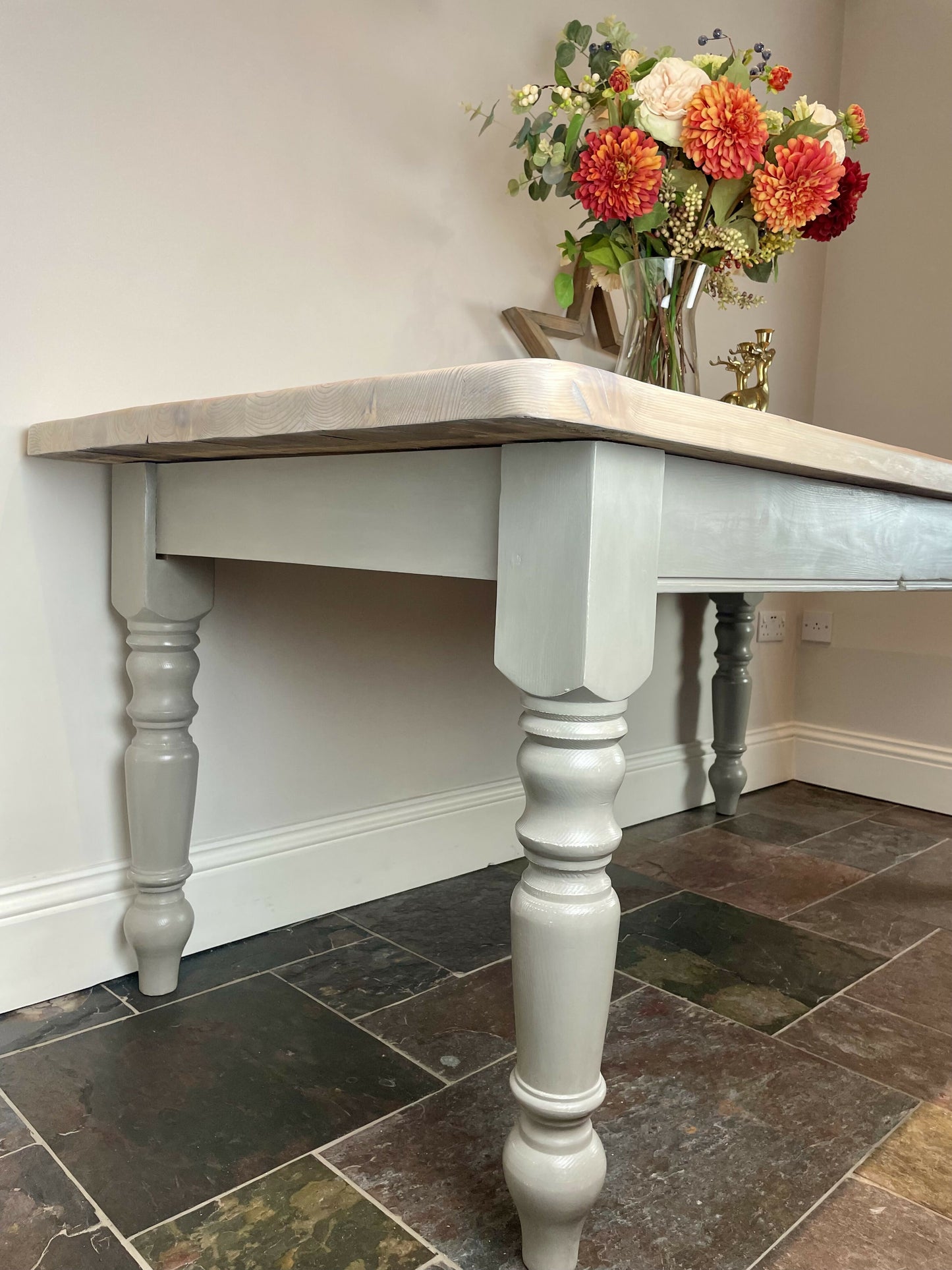 Hand Painted Farmhouse Table, 1990s