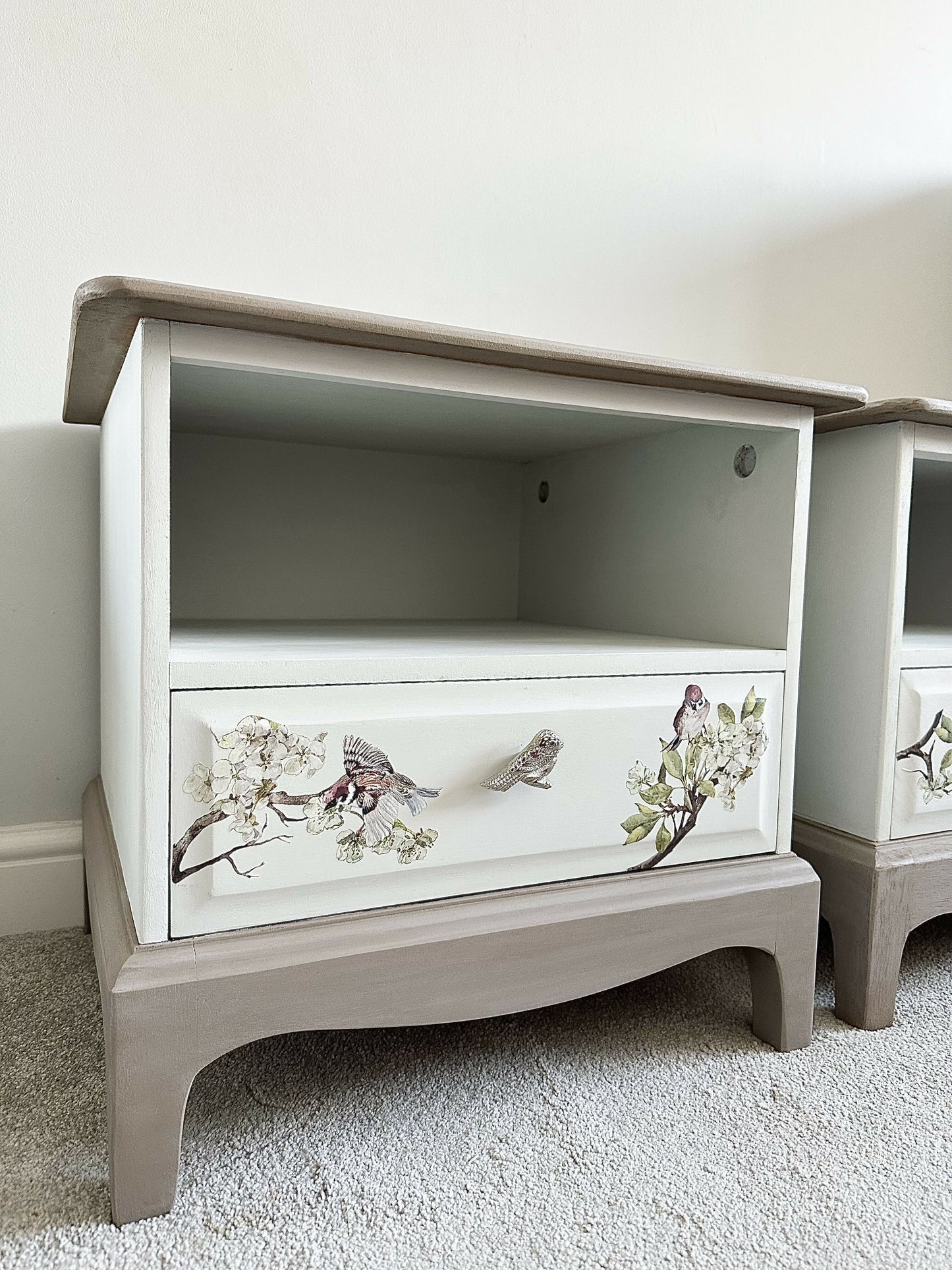 Set of Bird Design Tables, Bedsides, Drawers