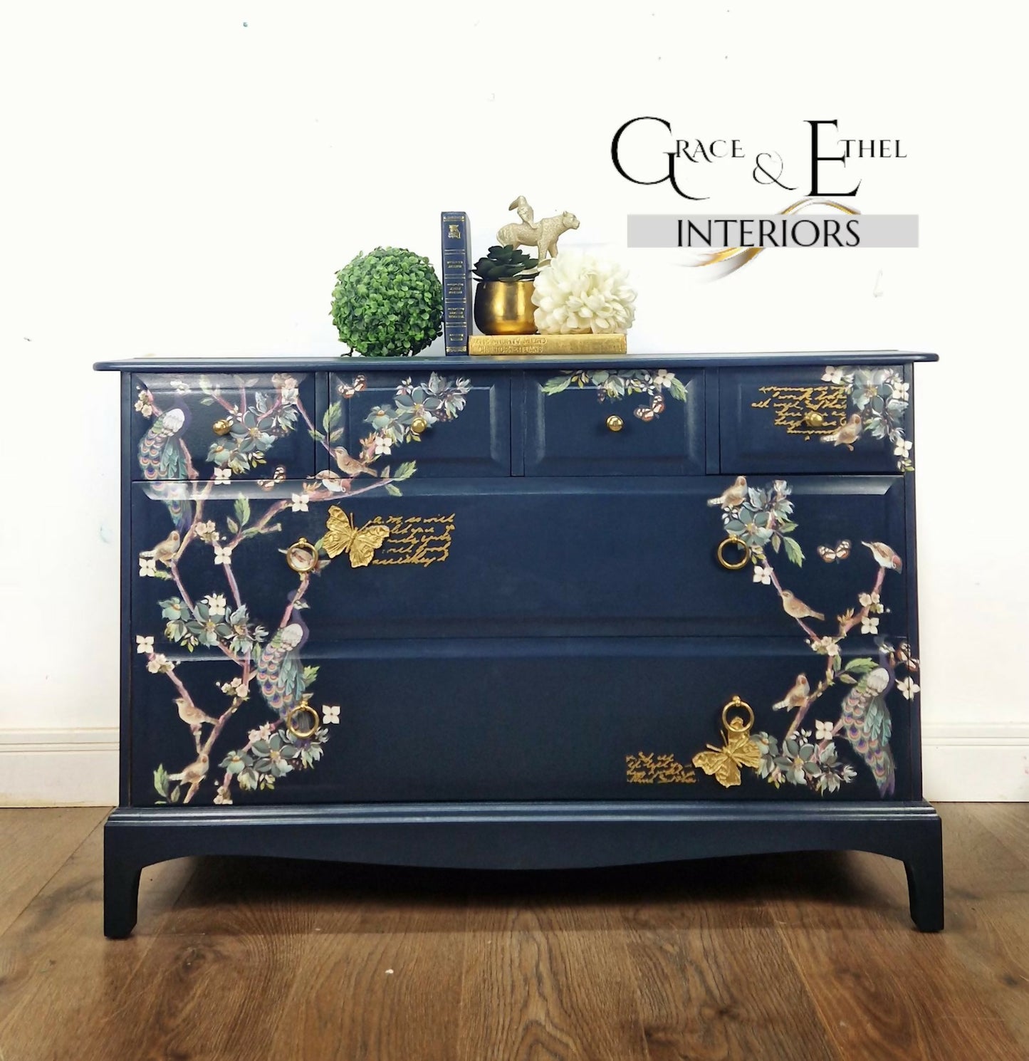 Stag navy chest of drawers