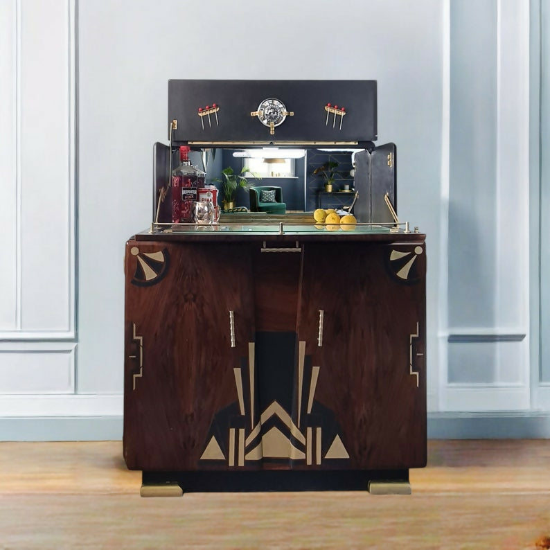 Art deco drinks cocktail tall cabinet IN NAVY