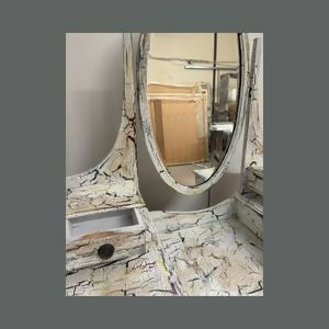 Dressing Table with Mirror, Crackled Effect Spray Technique