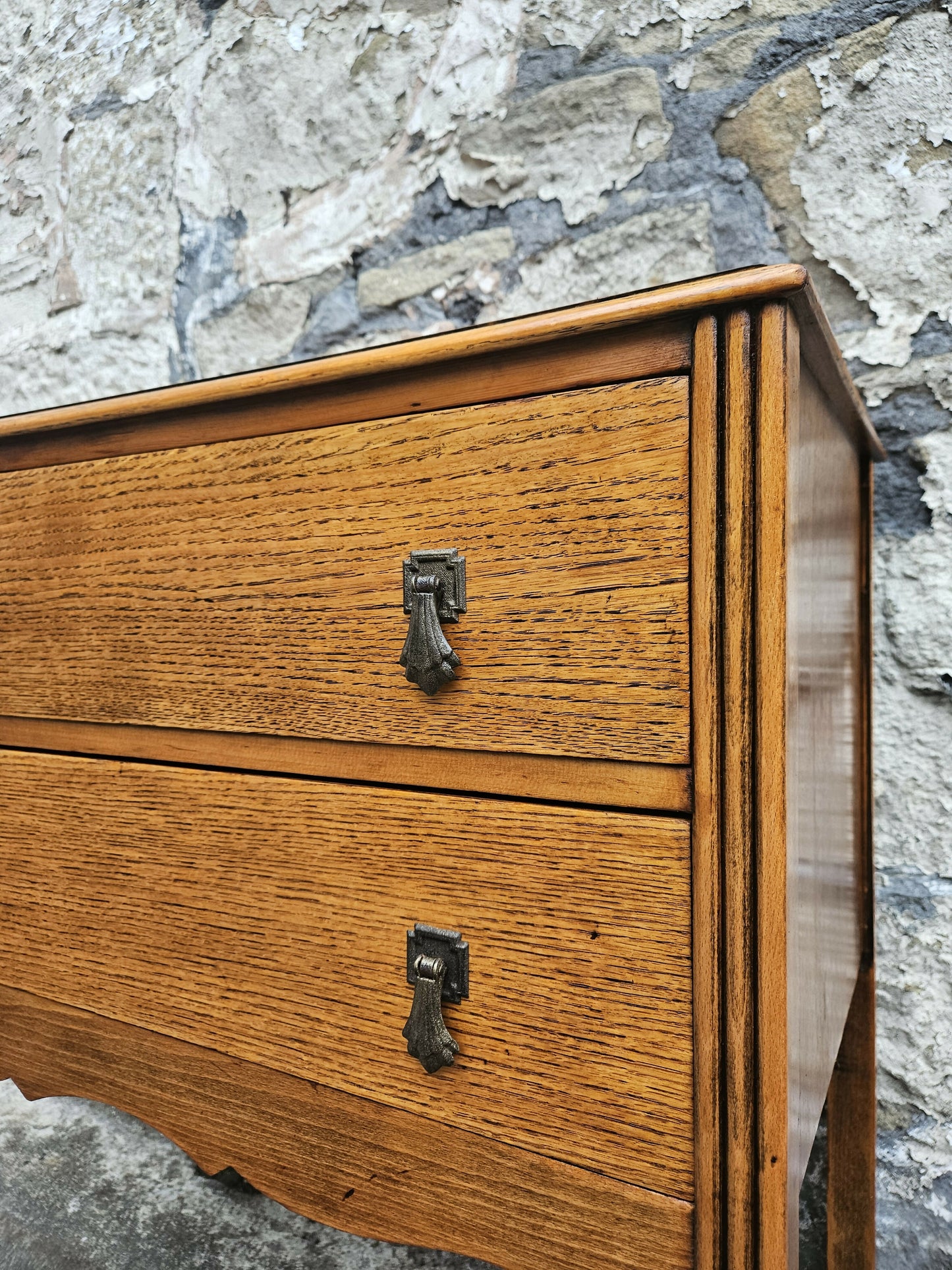 Vintage Chest Of Drawers Two Drawer Oak Cabinet Furniture Tallboy Super Proportions And Detailing
