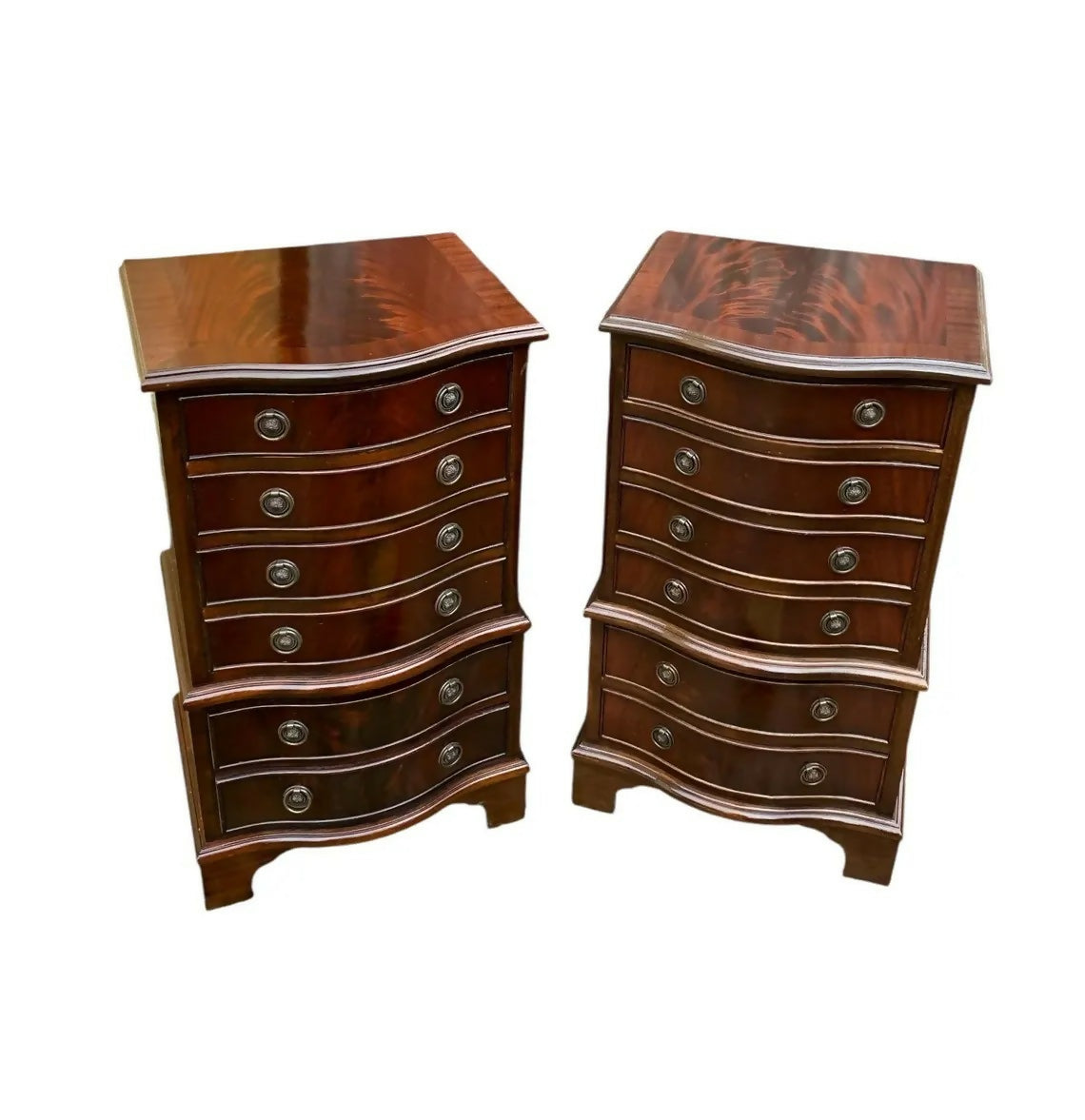 Pair of Antique style Serpentine chest of drawers / bedsides