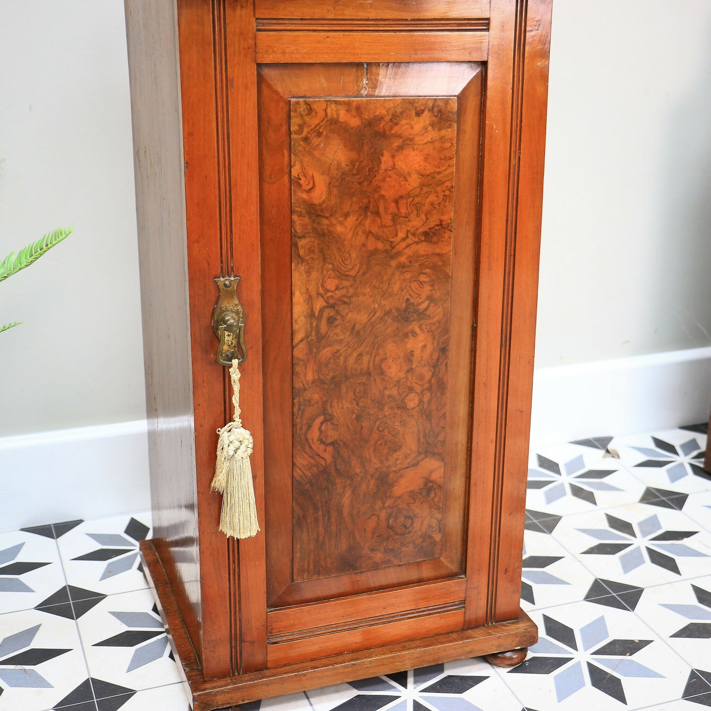 Antique Bedside Cabinet Pot Cupboard Late Victorian Mahogany and Burr Walnut