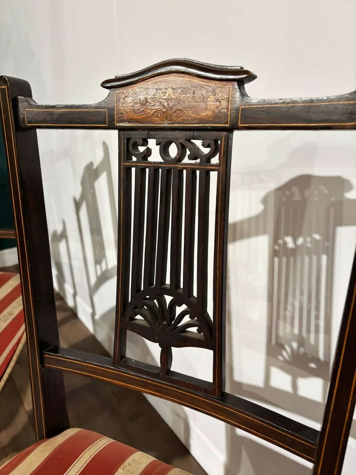 Set Of Four Victorian Inlaid Mahogany Dining Chairs9