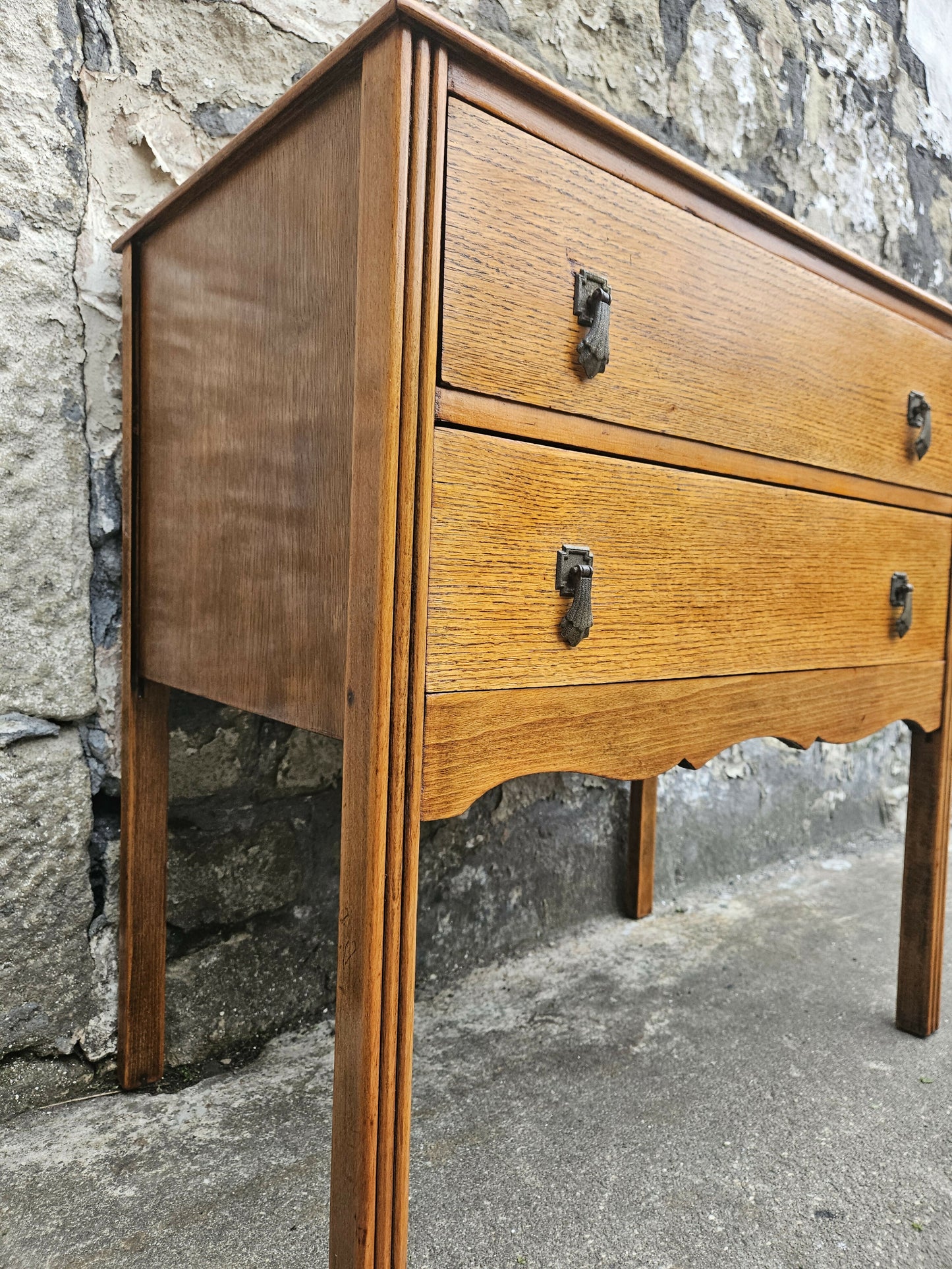 Vintage Chest Of Drawers Two Drawer Oak Cabinet Furniture Tallboy Super Proportions And Detailing