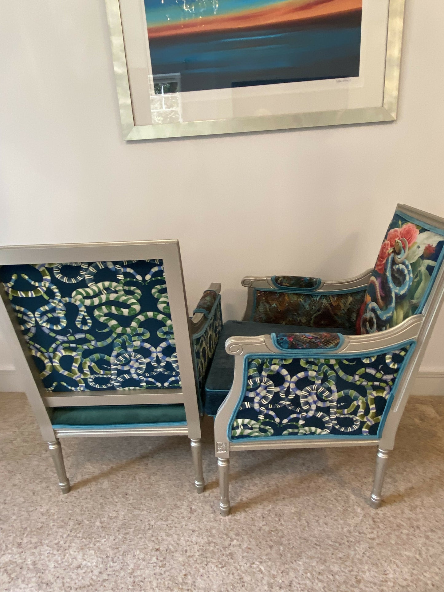 Pair Art Deco Style Armchairs