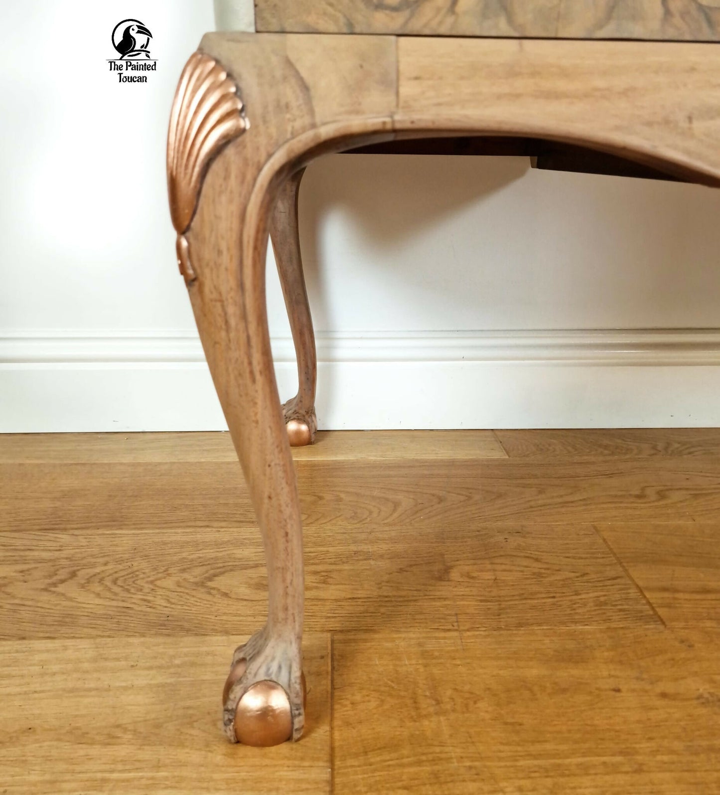 Queen Anne Style Dressing Table with copper starburst and mirror