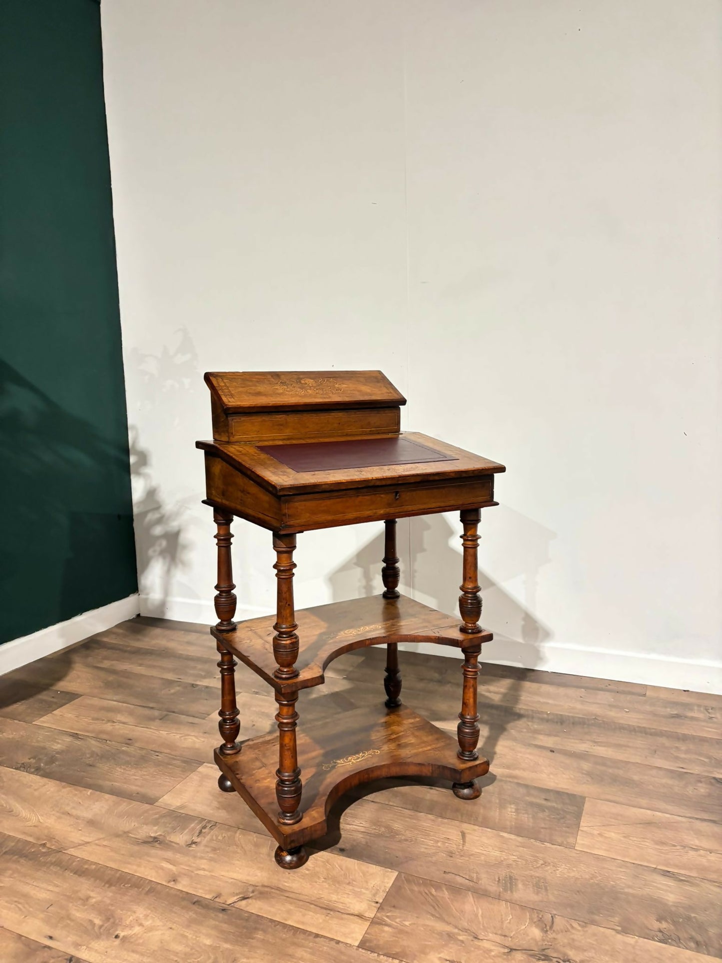 Antique Inlaid Walnut Davenport Style Desk5