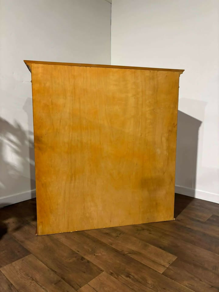 Yew Wood Display Cabinet With Glass Shelves