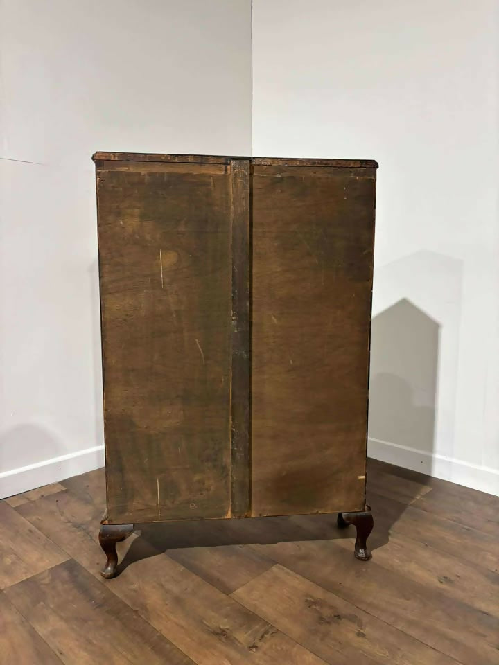 Vintage Oak Two Door Bookcase– Leaded Glass Doors