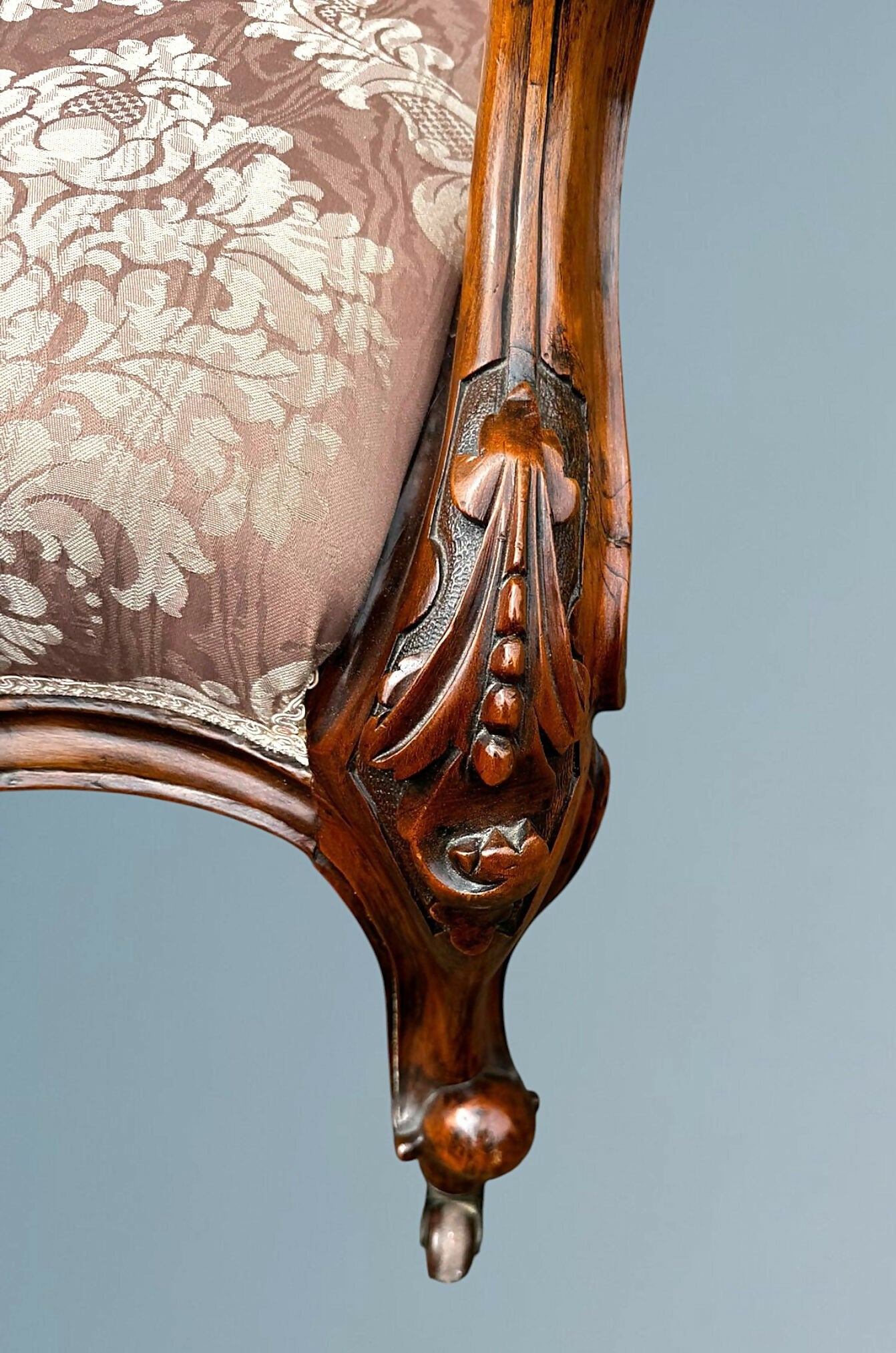 Victorian Walnut Open Armchair