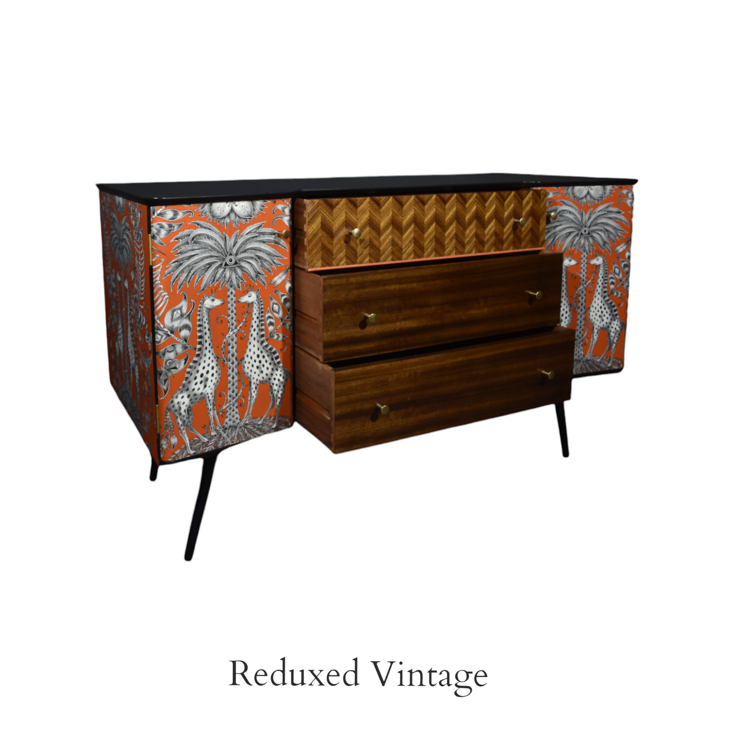 Sideboard, decoupage, hand painted, storage, MCM, uniflex, diningroom, sittingroom
