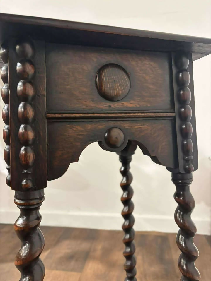 Vintage Oak Barley Twist Plant Stand