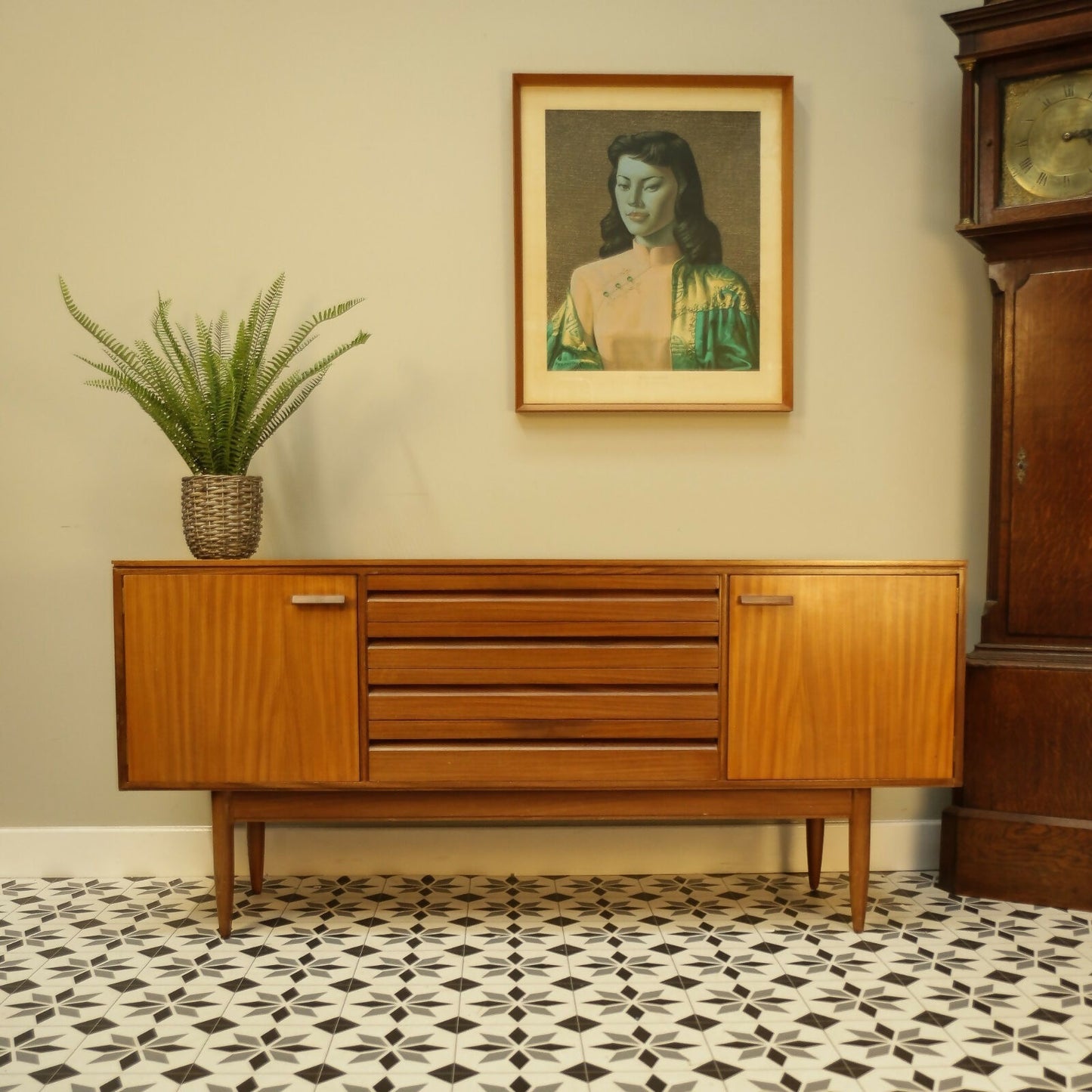 Vintage White and Newton Teak Mid Century Sideboard