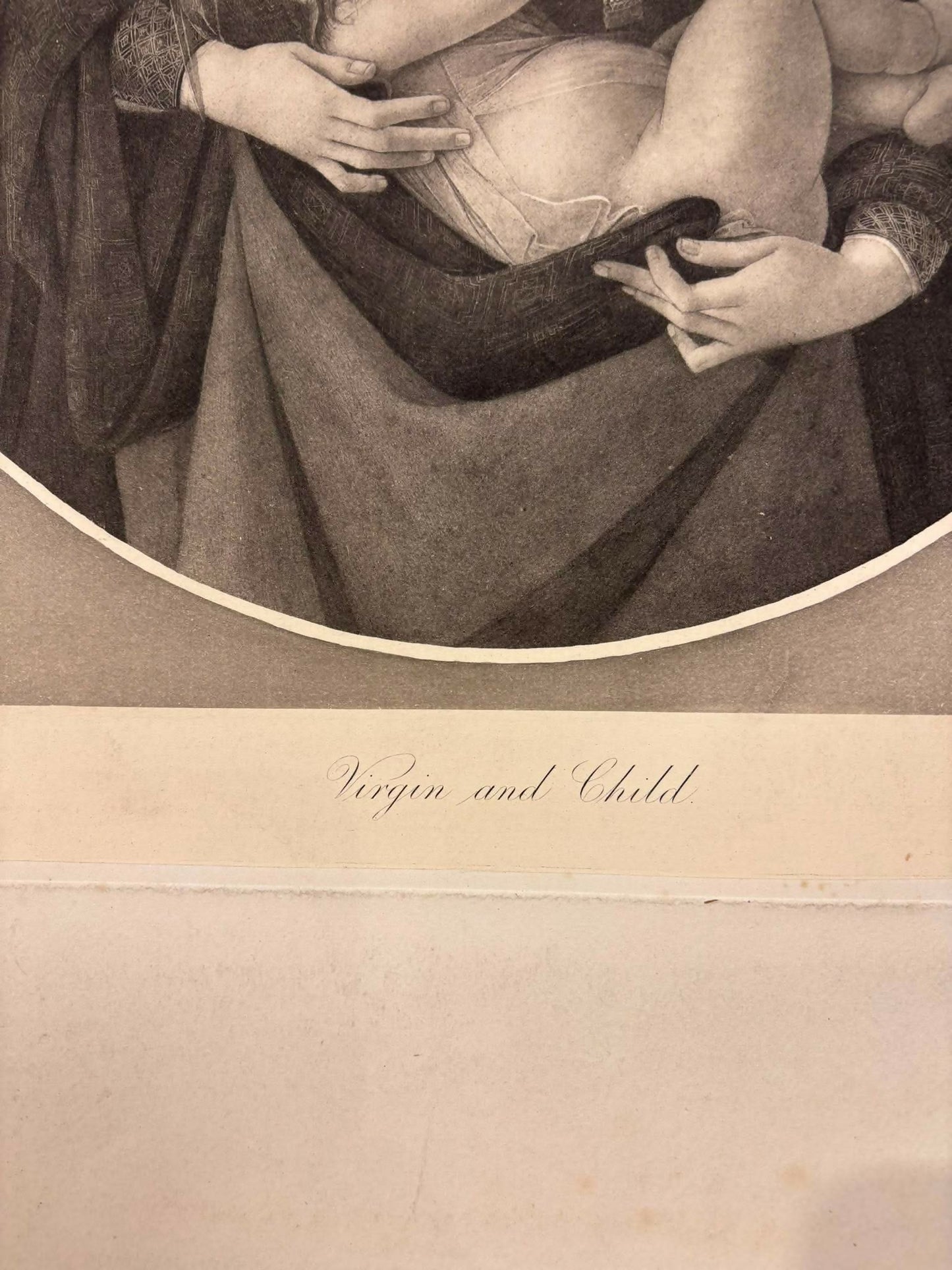 Vintage Religious Print – Virgin and Child with Saint John and an Angel after Botticelli
