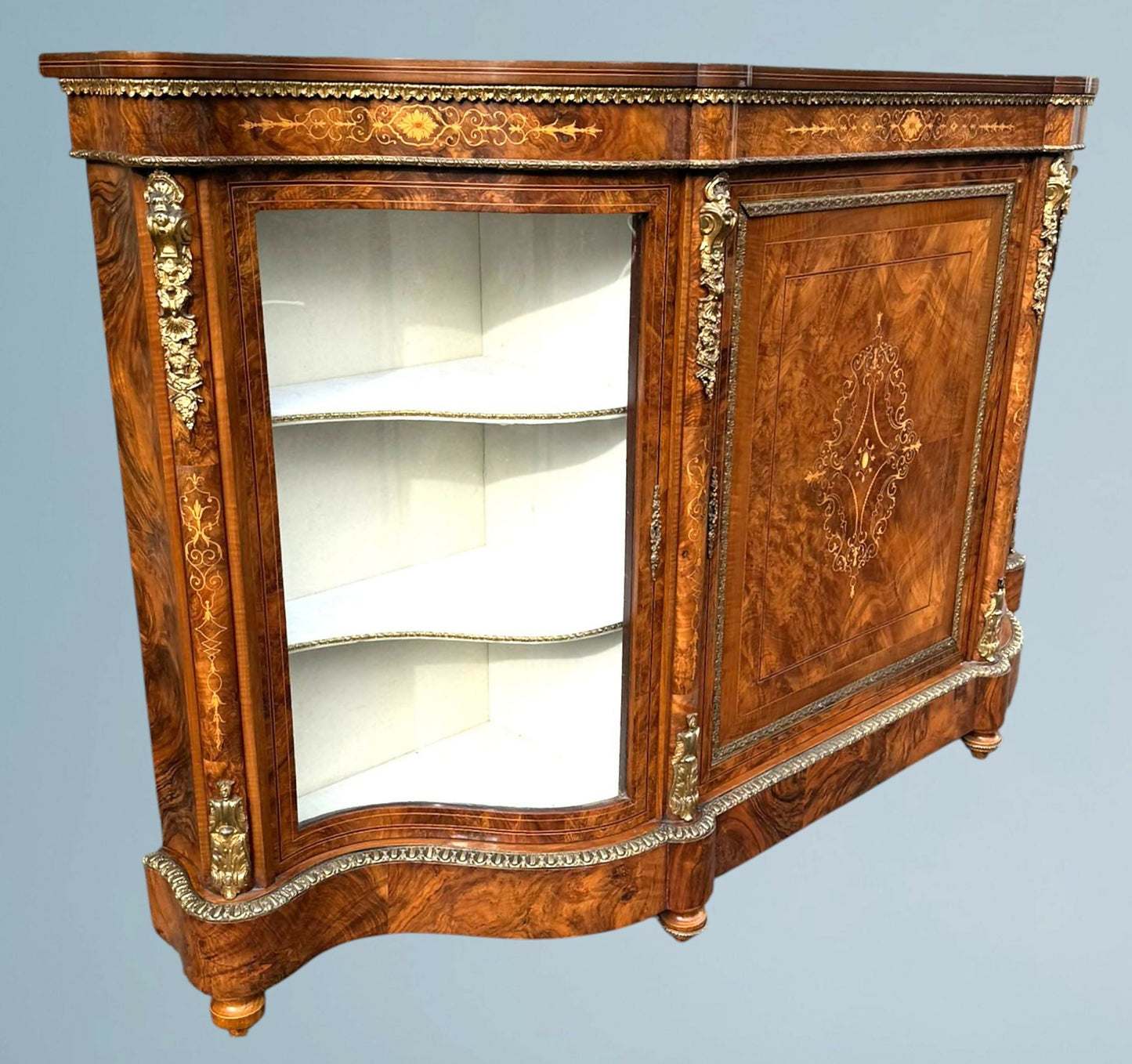 Victorian Inlaid Walnut Credenza