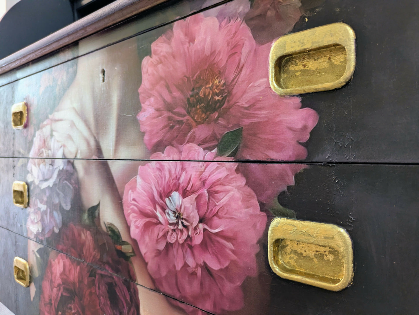 Hand‑Painted Egon Ostergaard Roll‑Top Bureau – Floral Portrait Art Furniture