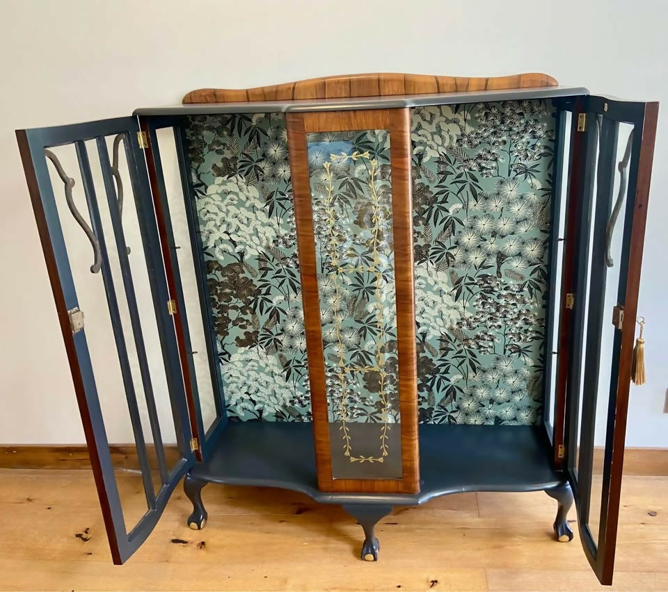 Large Blue Vintage Drinks Display Cabinet