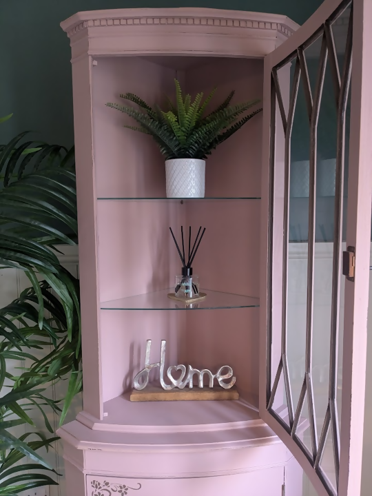 dusky blush corner cabinet R09041 10