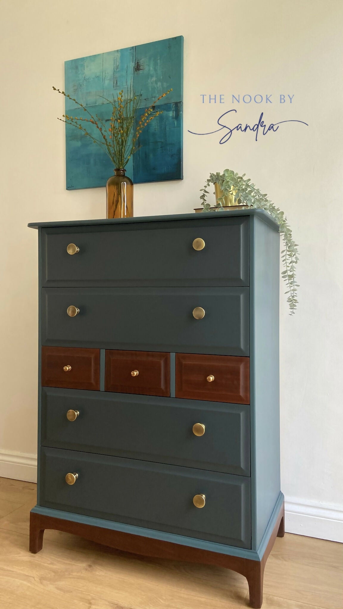 Stag Minstrel Chest of 7 Drawers upcycled in two tones Midcentury Modern