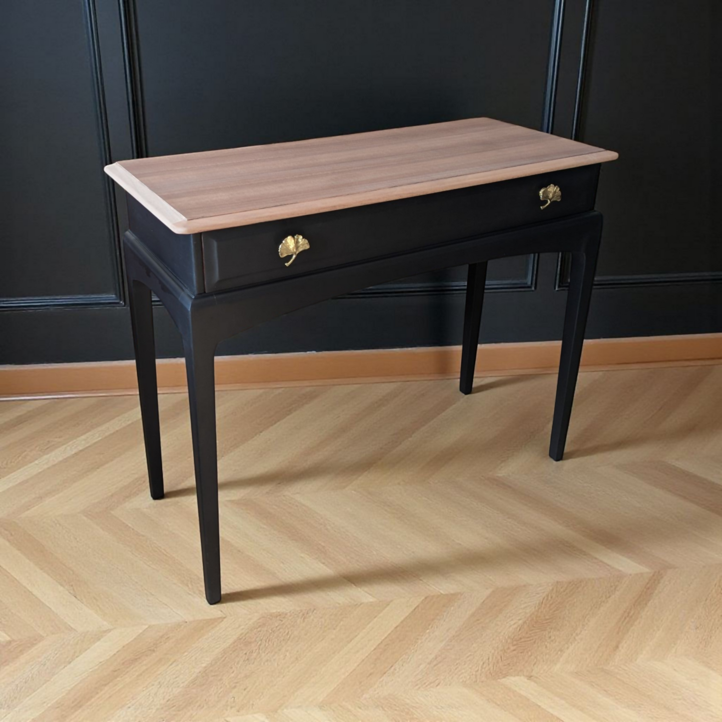 Vintage Stag minstrel black console table, spray painted desk, upcycled dressing table
