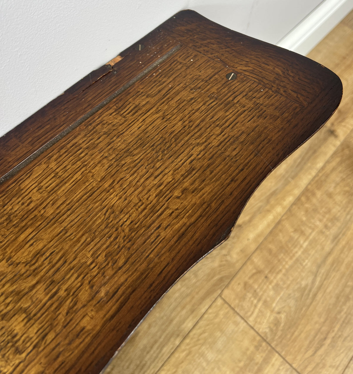 Coat Rack Vintage French Oak 6 Brass Hooks Wall Shelf Coat Hanger LOT 6552
