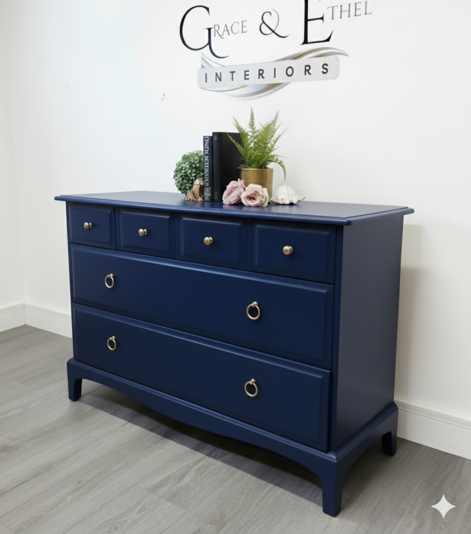 Stag minstrel chest of drawers in navy blue