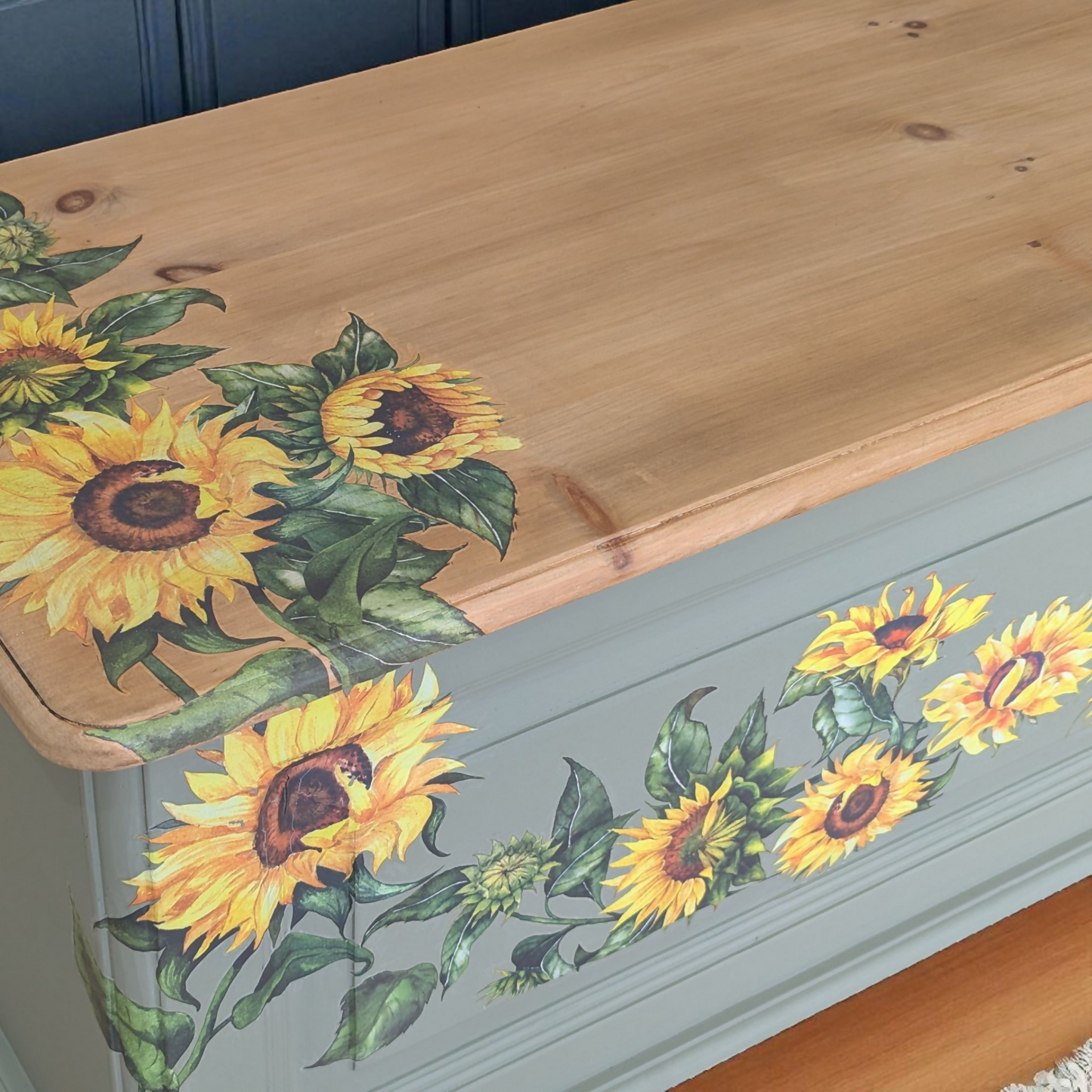 Vintage upcycled green blanket box rustic storage coffee table