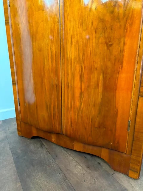 Vintage Art Deco Style Walnut Veneer Wardrobe