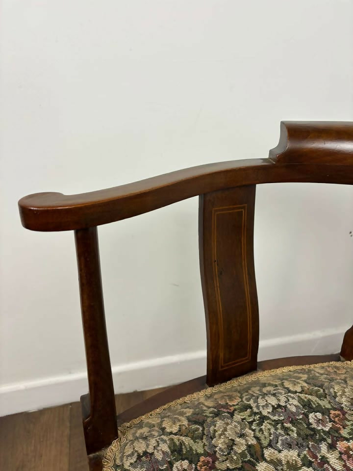 Edwardian Inlaid Mahogany Corner Chair