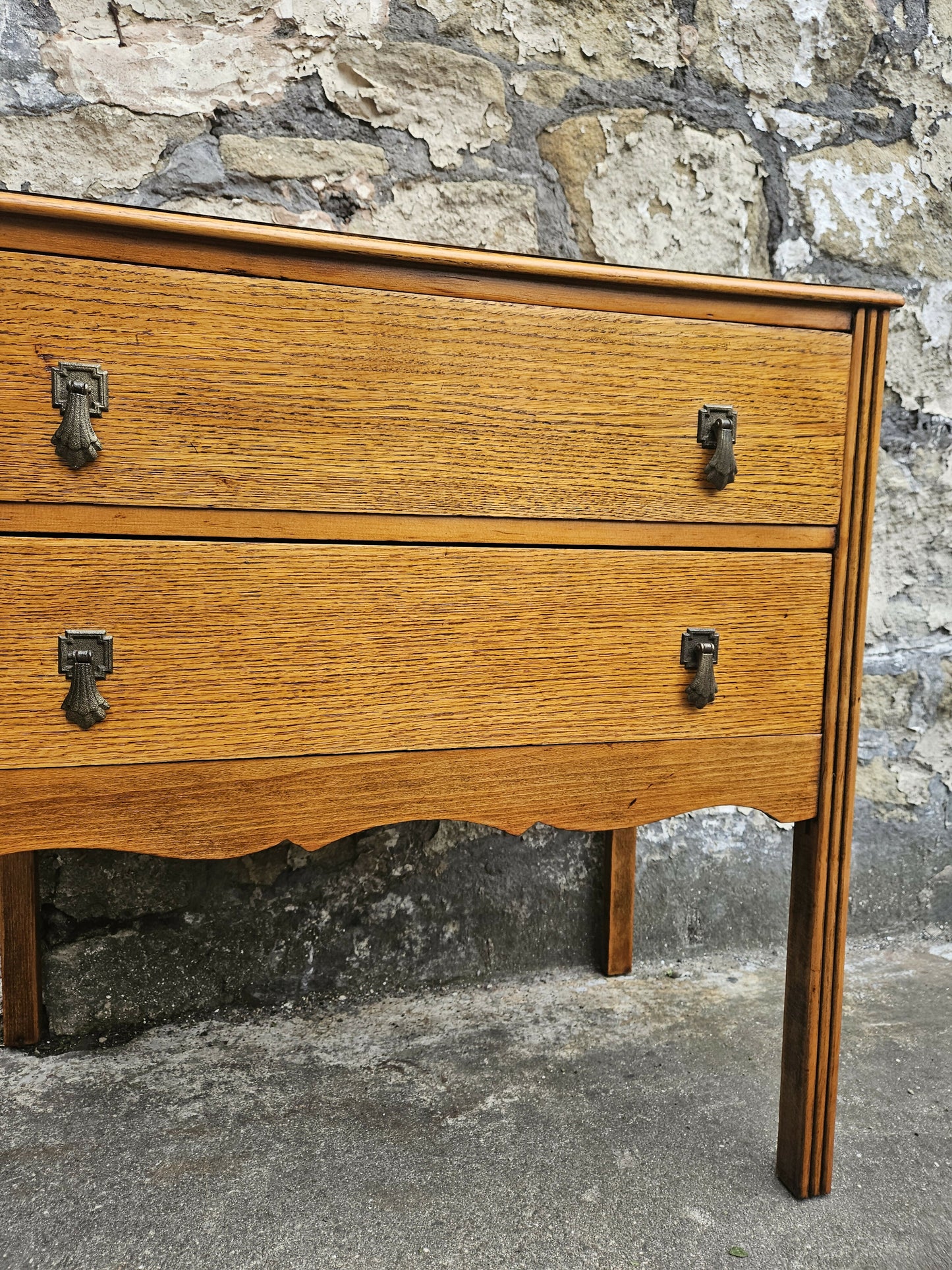 Vintage Chest Of Drawers Two Drawer Oak Cabinet Furniture Tallboy Super Proportions And Detailing