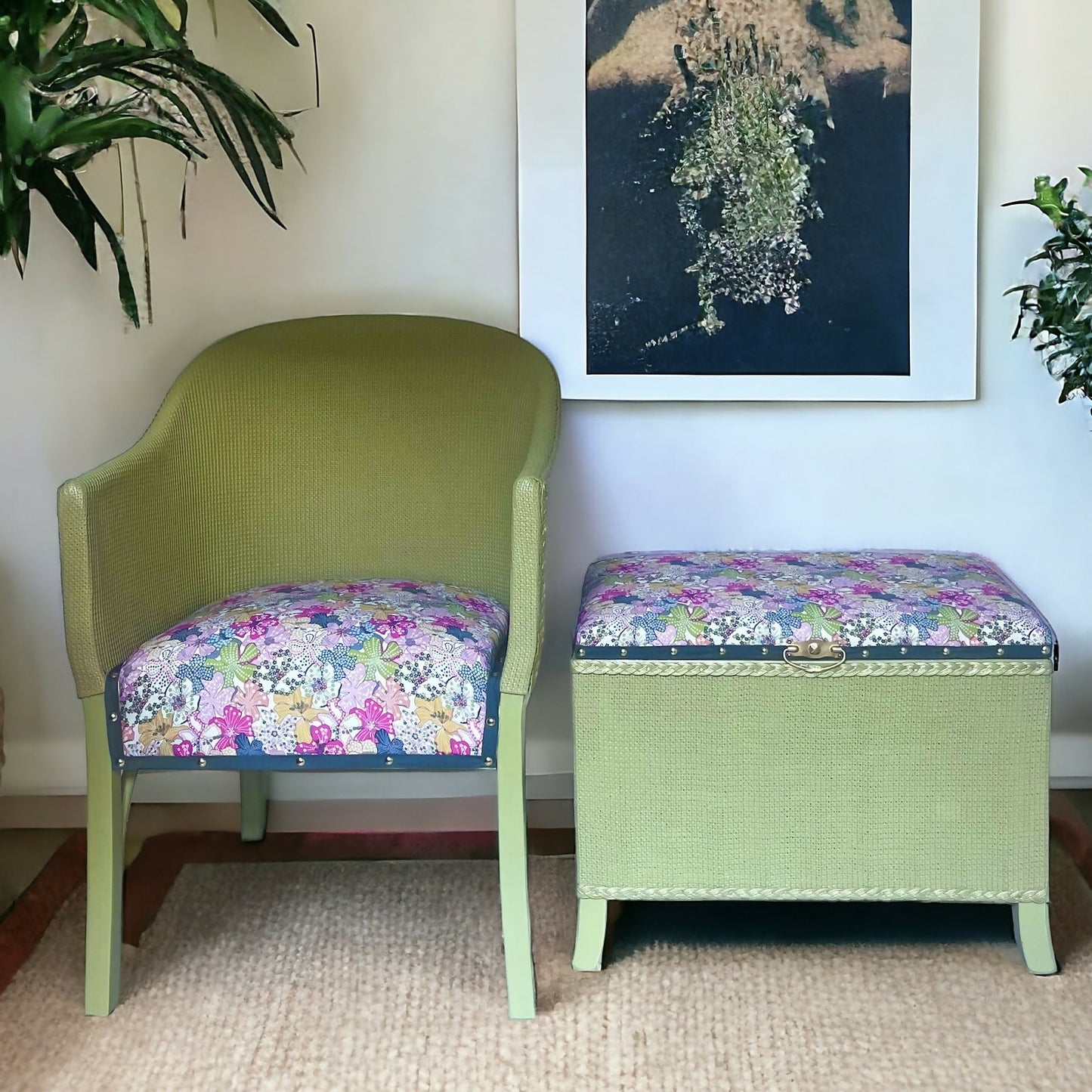 Lloyd Style Loom Wicker Chair and matching Blanket Box